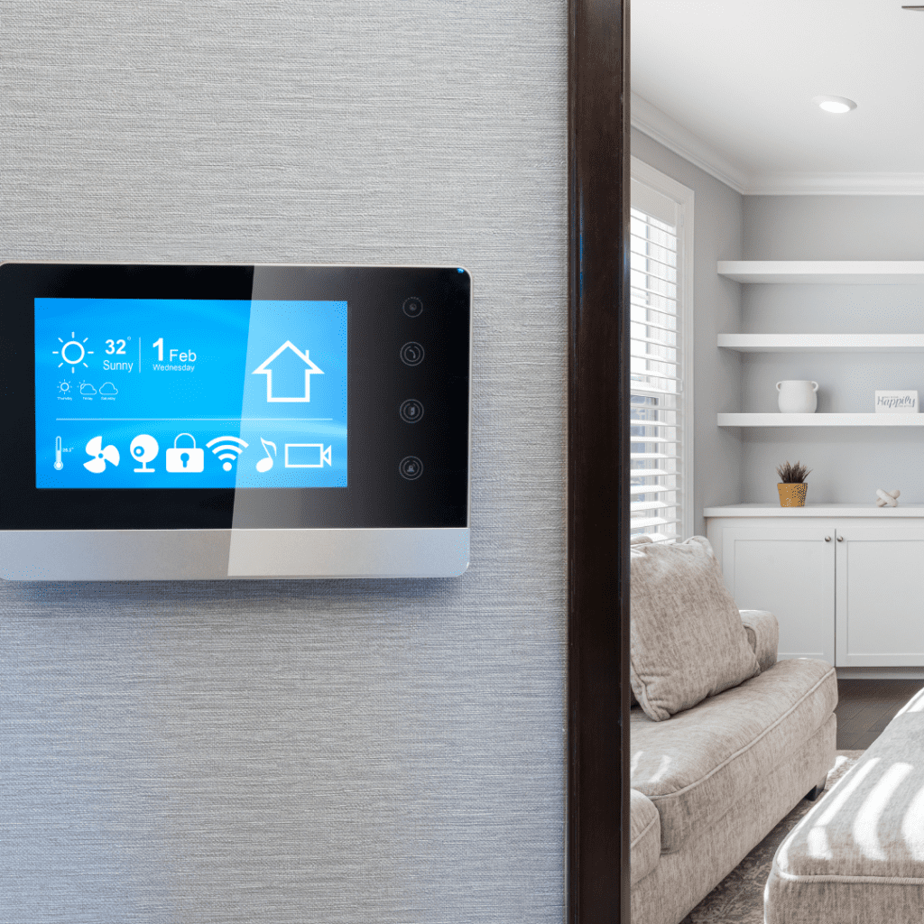 Smart thermostat in living room